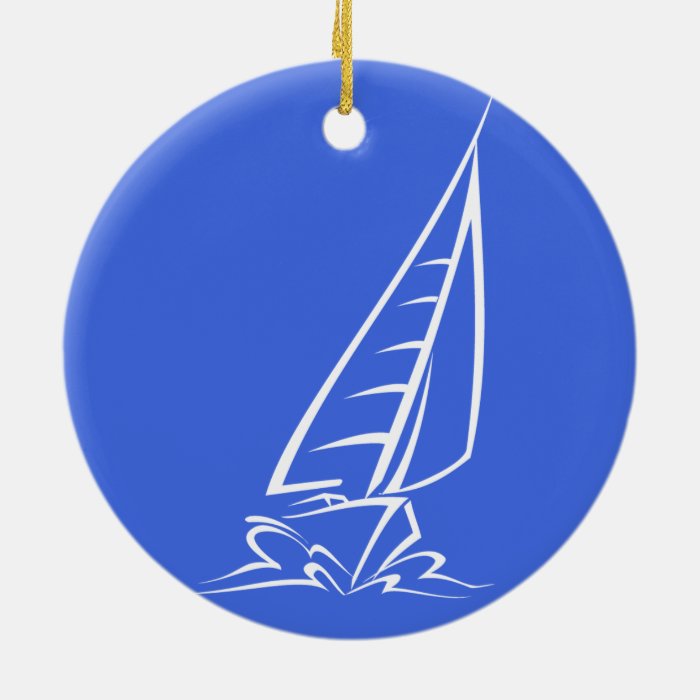 Royal Blue and White Sailing; Sail Boat Christmas Tree Ornaments