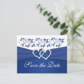 Royal Blue and White Save the Date Card (Standing Front)
