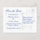 Royal Blue and White Save the Date Card (Back)