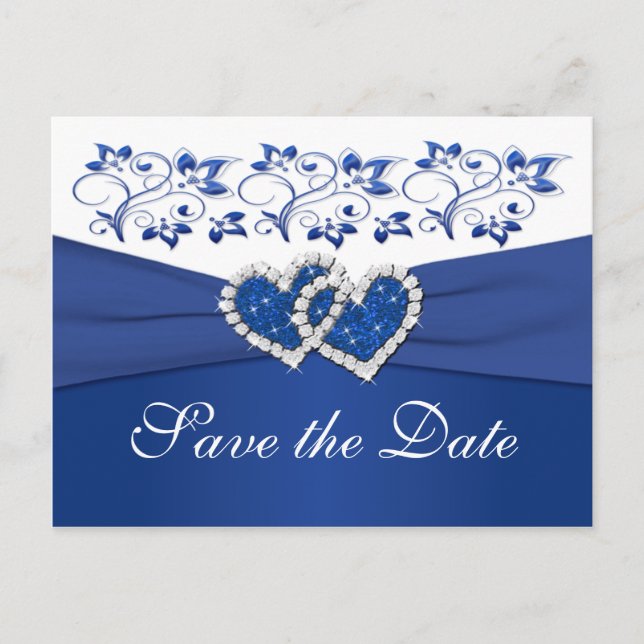 Royal Blue and White Save the Date Card (Front)