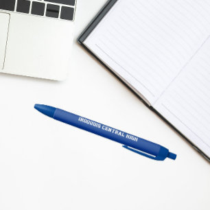 Royal Blue and White School Colors and Name Pen