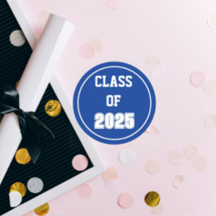 Royal Blue and White School Colors Class Year Classic Round Sticker