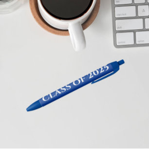 Royal Blue and White School Colors Class Year Pen