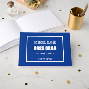 Royal Blue and White School Colors Graduation Guest Book