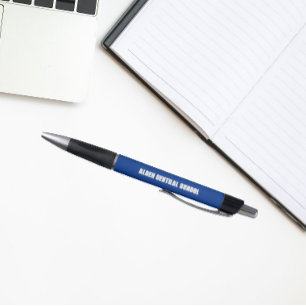 Royal Blue and White School Name Colors Pen