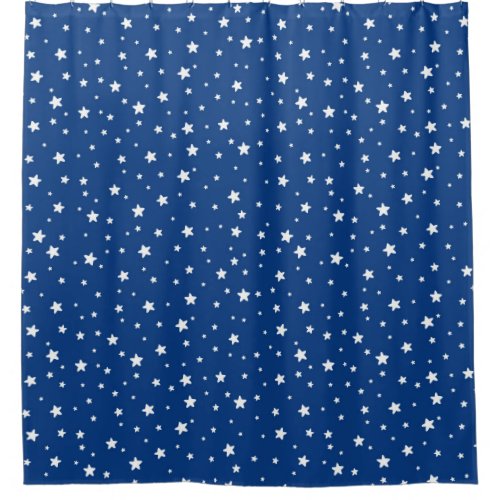 Royal Blue and White Stars Celestial Sky Shower Curtain