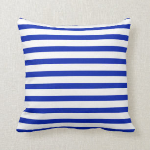 Royal blue and white Stripe Throw Pillow