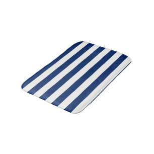 Royal Blue and White Stripes Bath Mat