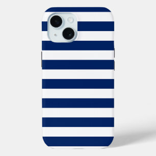 Royal Blue and White Stripes iPhone 15 Case