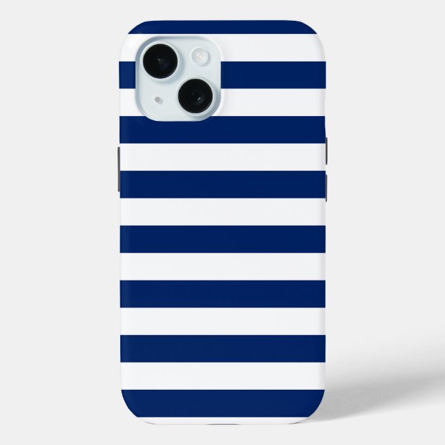 Royal Blue and White Stripes Case-Mate iPhone Case (Back)