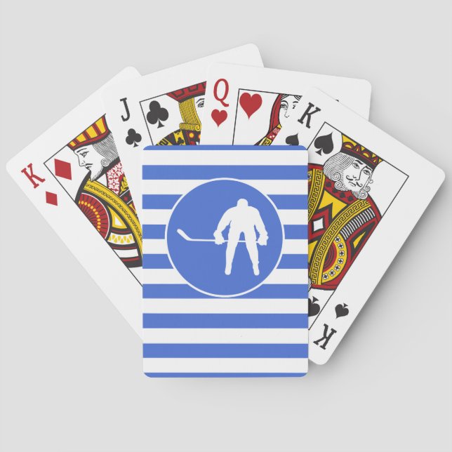Royal Blue and White Stripes; Hockey Poker Cards (Back)