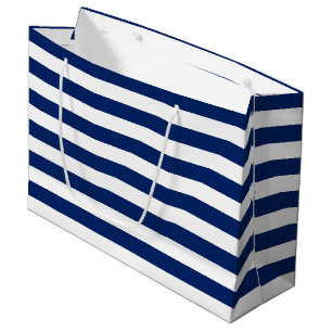 Royal Blue and White Stripes Large Gift Bag