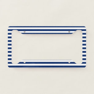 Royal Blue and White Stripes License Plate Frame