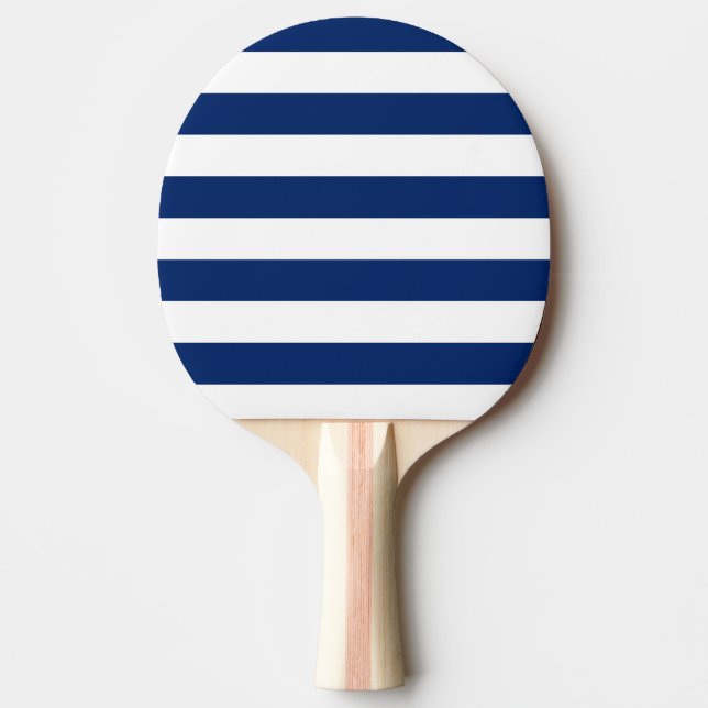 Royal Blue and White Stripes Ping Pong Paddle (Front)
