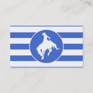 Royal Blue and White Stripes; Rodeo Cowboy Business Card