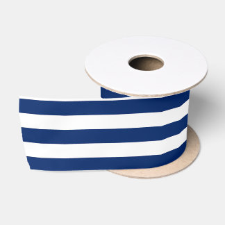 Royal Blue and White Stripes Satin Ribbon