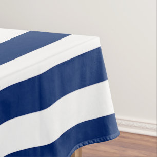 Royal Blue and White Stripes Tablecloth