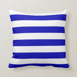 Royal Blue and White Stripes Throw Pillow