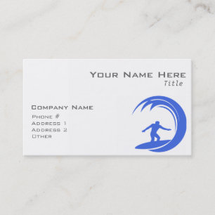 Royal Blue and White Surfing Business Card