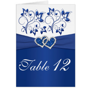 Royal Blue and White Table Number Card