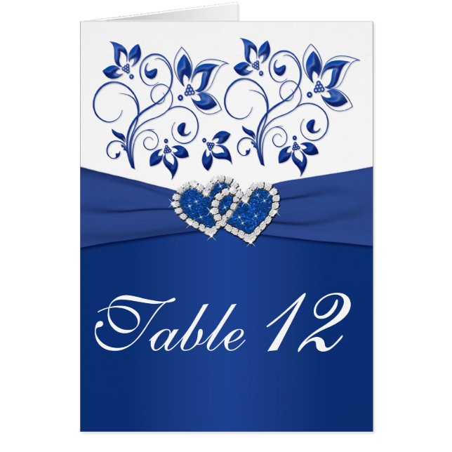 Royal Blue and White Table Number Card (Front)