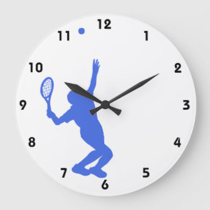 Royal Blue and White Tennis Large Clock