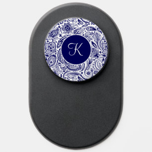Royal blue and white vintage paisley pattern PopSocket
