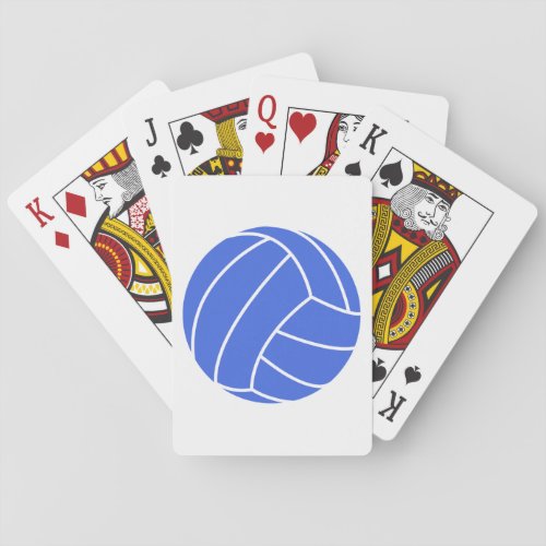 Royal Blue and White Volleyball Poker Cards