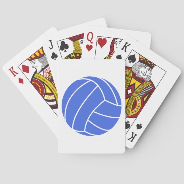 Royal Blue and White Volleyball Poker Cards (Back)