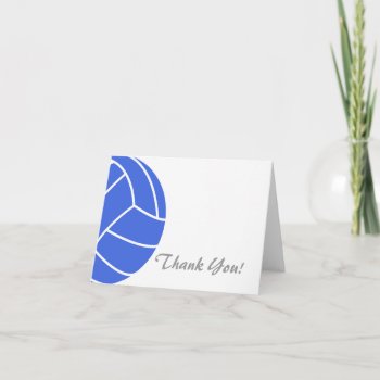 Royal Blue And White Volleyball Thank You Card by ColorStock at Zazzle