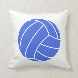 Royal Blue and White Volleyball Throw Pillow