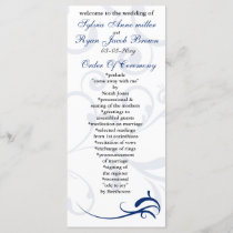 royal blue and white Wedding program Rack Card