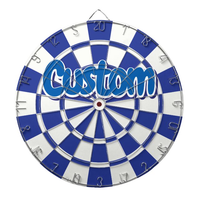 Royal Blue And White With Blue Custom Text Dart Board (Front)