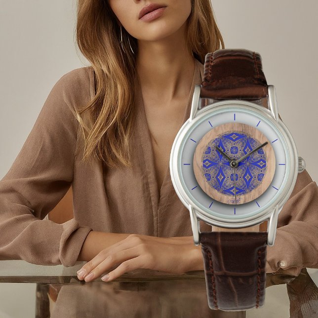 Royal Blue and Wood refined elegant Watch (Creator Uploaded)