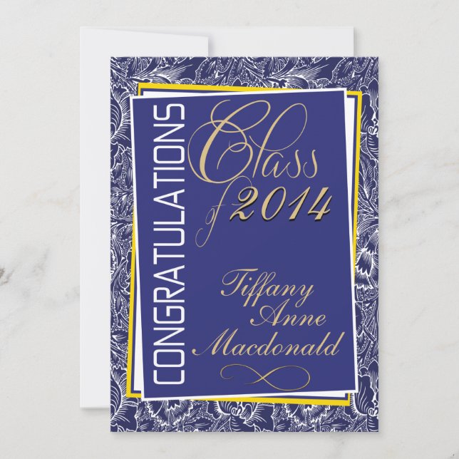 Royal Blue and Yellow Graduation Invitation (Front)