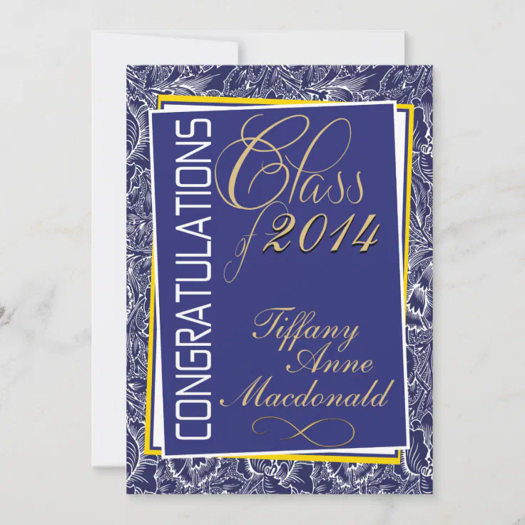 Royal Blue and Yellow Graduation Invitation | Zazzle