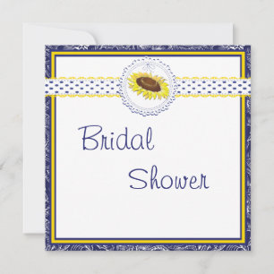 Royal Blue and Yellow Sunflowers Bridal Shower Invitation