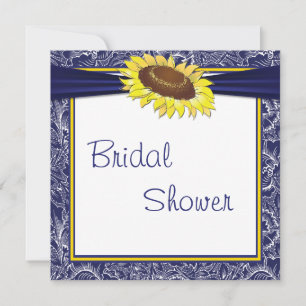 Royal Blue and Yellow Sunflowers Bridal Shower Invitation