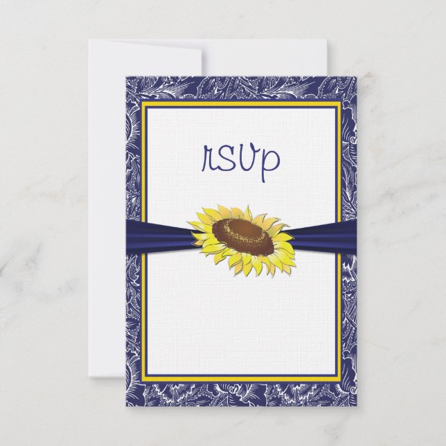 Royal Blue and Yellow Sunflowers Collection RSVP (Front)