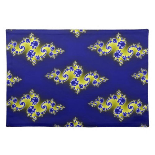 Royal Blue and Yellow Swirls Cloth Placemat