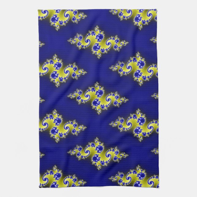 Royal Blue and Yellow Swirls Towel (Vertical)
