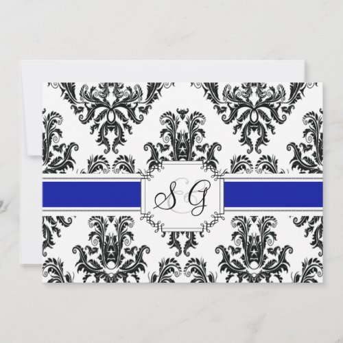 Royal Blue Antique Elegant Wedding Invitation