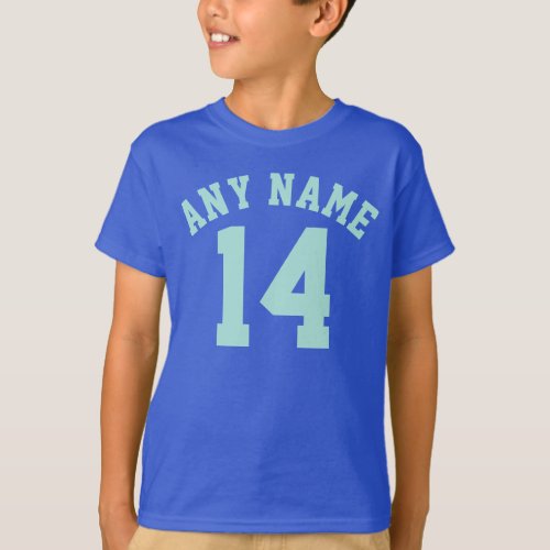 Royal Blue  Aquamarine Kids  Sports Jersey T_Shirt