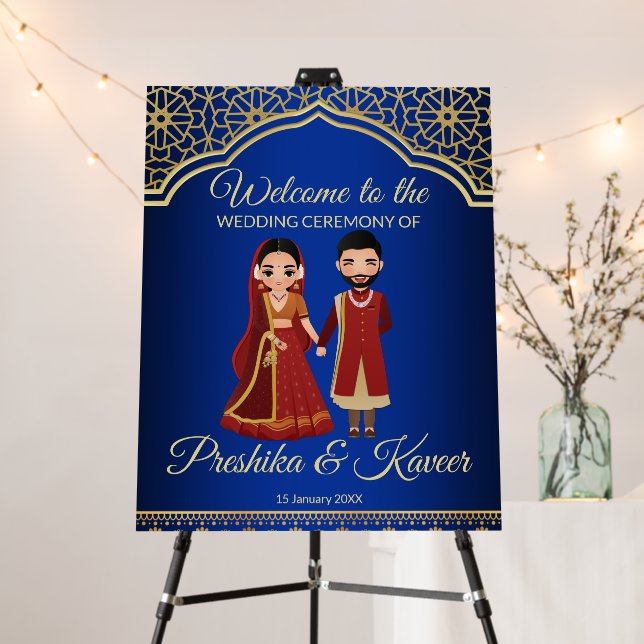 Royal blue arabian arch Hindu couple Indian  Foam Board (In Situ (Stand))