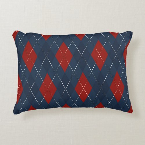 Royal Blue Argyle Christmas Pattern Accent Pillow