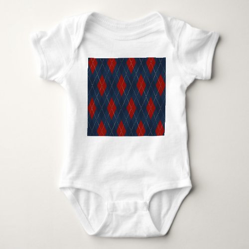 Royal Blue Argyle Christmas Pattern Baby Bodysuit