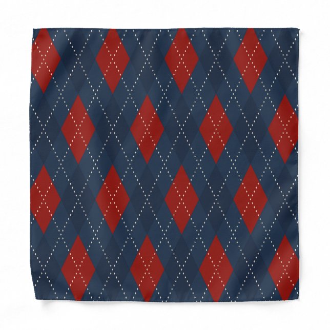 Royal Blue Argyle Christmas Pattern Bandana (Front)