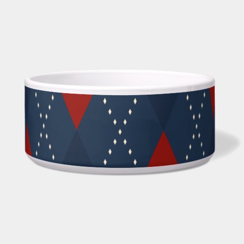 Royal Blue Argyle Christmas Pattern Bowl