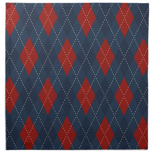 Royal Blue Argyle Christmas Pattern Cloth Napkin
