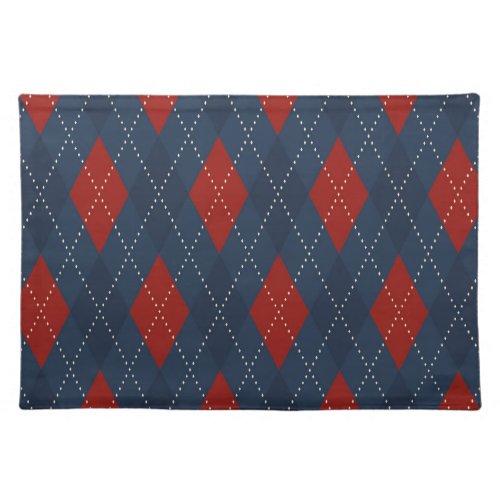 Royal Blue Argyle Christmas Pattern Cloth Placemat